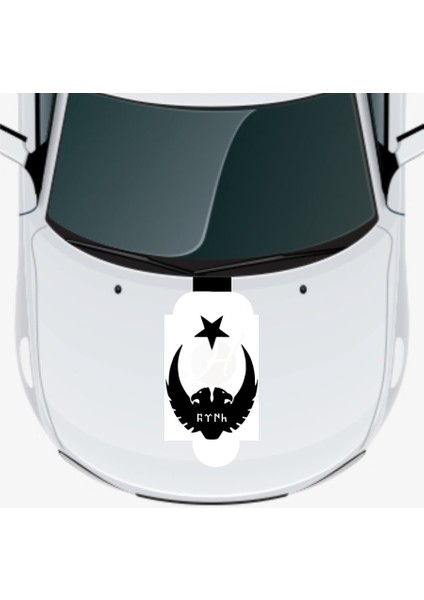 Autosticker^#ay Yıldız Kartal Göktürkçe Türk Oto Kaput Sticker 30 x 39 cm