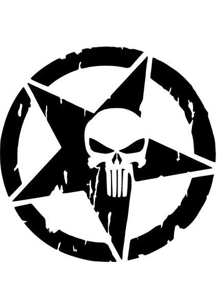 Autosticker^#army Star Punisher Sticker Duvar Dekor Sticker 40 x 40 cm