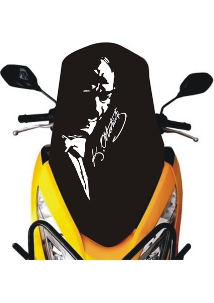 Autosticker^#atatürk Tasarımlı Motosiklet Sticker 29 x 16 cm