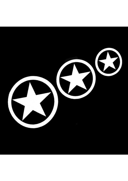 Autosticker^#askeri Yıldız 3 ' Lü Sticker (Oto-Motor-Laptop-Duvar-Dekor) 11 x 5 cm modelleri