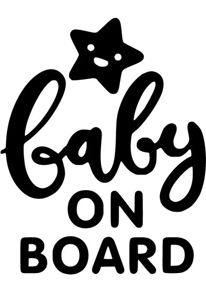 Autosticker^#baby On Board Yıldızlı Sticker (Oto-Motor-Laptop-Duvar-Dekor) 10 x 12 cm