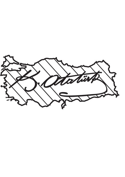 Autosticker^#atatürk Imzası ve Türkiye Haritası Duvar Dekor Sticker 60 x 30 cm