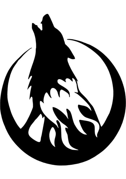 Autosticker^#alevli Uluyan Kurt Sticker Duvar Dekor Sticker 40 x 48 cm