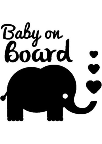 Autosticker^#arabada Bebek Var Fil Tasarım Oto Cam Sticker Siyah 15 x 15 cm
