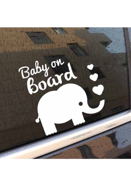 Autosticker^#arabada Bebek Var Fil Tasarım Oto Cam Sticker Siyah 15 x 15 cm