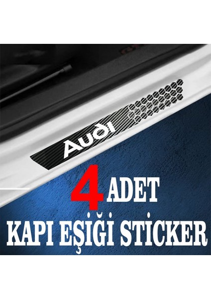 Autosticker^#audi Tüm Modelleri Için Uyumlu Özel Oto Kapı Eşikleri Sticker Karbon 4 Adet