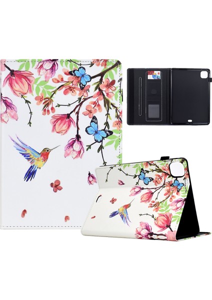 Apple iPad Air 11(2024)/Apple iPad Pro 11(2022)/(2020)/Apple iPad AIR(2022)/(2020)DESEN Baskı Kapak Kart Tutucu-Çiçekler ve Kuşlar Için Tablet Kılıfı (Yurt Dışından)