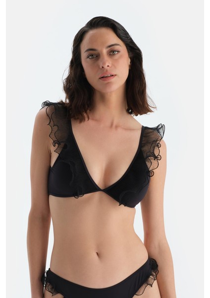 Siyah Üçgen Geniş Bikini Üst