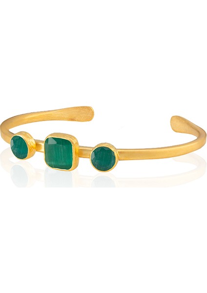 22 Ayar Altın Kaplama Zirkon Taşlı Ayarlanabilir Vintage Bilezik