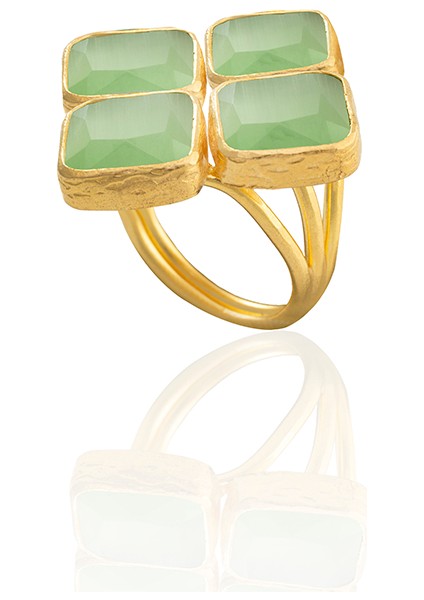 22 Ayar Altın Kaplama Fosil Taşlı Küpe -El Işçiliği ve Hipoalerjenik Küpe