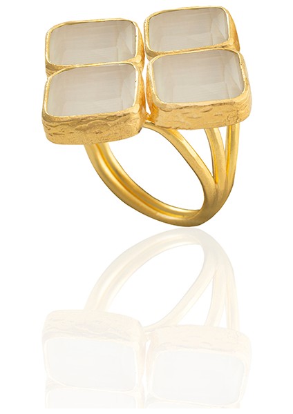 22 Ayar Altın Kaplama Kadın Zirkon Taşlı Yüzük