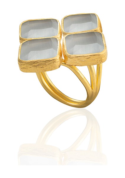 22 Ayar Altın Kaplama Kadın Zirkon Taşlı Yüzük