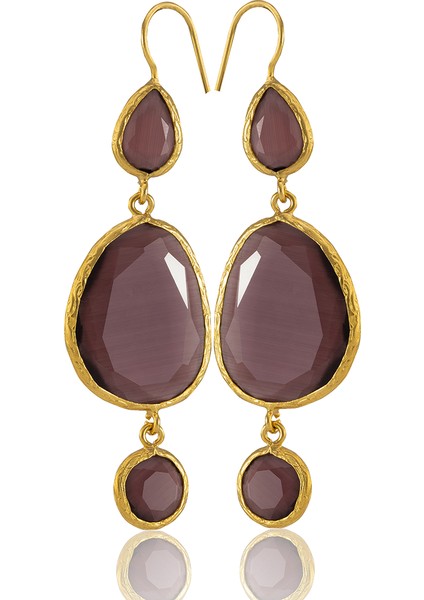 22 Ayar Altına Kaplama Kadın Sallantılı Küpe -El Işçiliği ve Hipoalerjenik Küpe