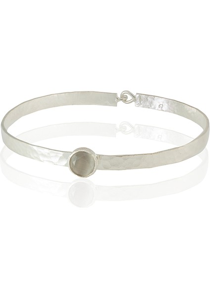 925 Ayar Gümüş Kaplama El Işçiliği Zirkon Taşlı Kadın Kelepçe Bilezik