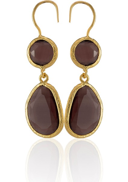 22 Ayar Altın Kaplama Kadın Taşlı Küpe -El Işçiliği ve Hipoalerjenik Küpe