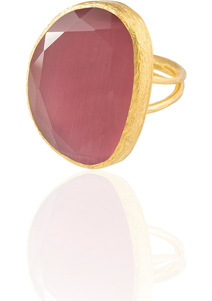 22 Ayar Altın Kaplama Kadın Fosil Taşlı Yüzük