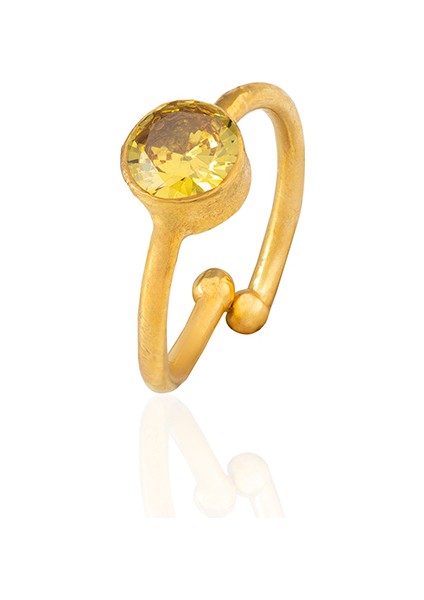 22 Ayar Altın Kaplama Zirkon Taşlı Ayarlanabilir Kadın Minimal Yüzük