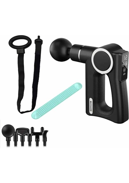 Kablosuz Kemerli Vücut Masaj Tabancası Massage Gun LED Ekran Profesyonel Kas Masajı Şarjlı
