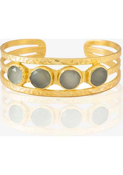 22 Ayar Altın Kaplama El Işçiliği Zirkon Taşlı Kadın Kaburga Bilezik