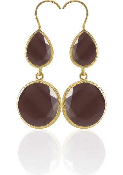 22 Ayar Altın Kaplama Kadın Taşlı Küpe -El Işçiliği ve Hipoalerjenik Küpe