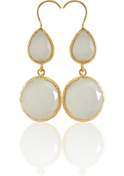 22 Ayar Altın Kaplama Kadın Taşlı Küpe -El Işçiliği ve Hipoalerjenik Küpe