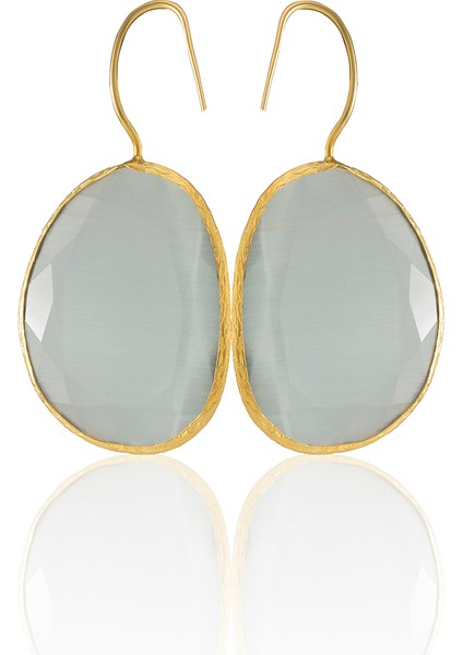 22 Ayar Altın Kaplama Fosil Taşlı Küpe -El Işçiliği ve Hipoalerjenik Küpe