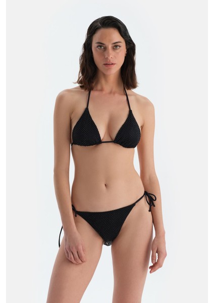 Siyah Spagetti Bikini Alt