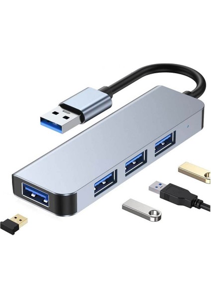 4 Port USB 3.0 5gbps Aluminum USB Çoklayıcı Hub