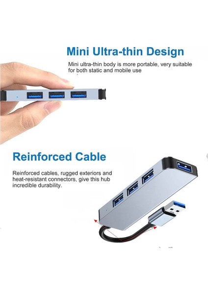 4 Port USB 3.0 5gbps Aluminum USB Çoklayıcı Hub