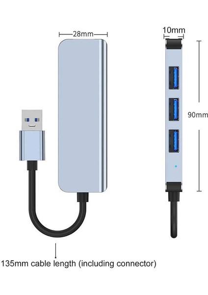 4 Port USB 3.0 5gbps Aluminum USB Çoklayıcı Hub