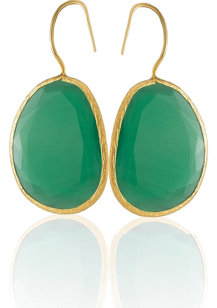 22 Ayar Altın Kaplama Fosil Taşlı Küpe -El Işçiliği ve Hipoalerjenik Küpe