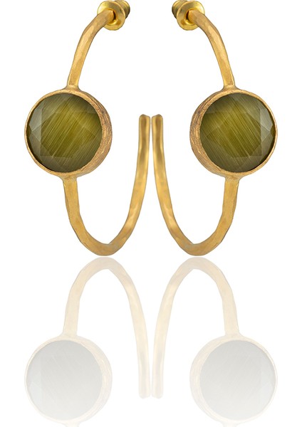 22 Ayar Altın Kaplama Kadın Taşlı Küpe -El Işçiliği ve Hipoalerjenik Küpe