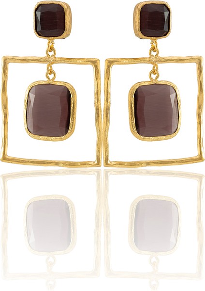 22 Ayar Altın Kaplama Kadın Sallantılı Küpe -El Işçiliği ve Hipoalerjenik Küpe