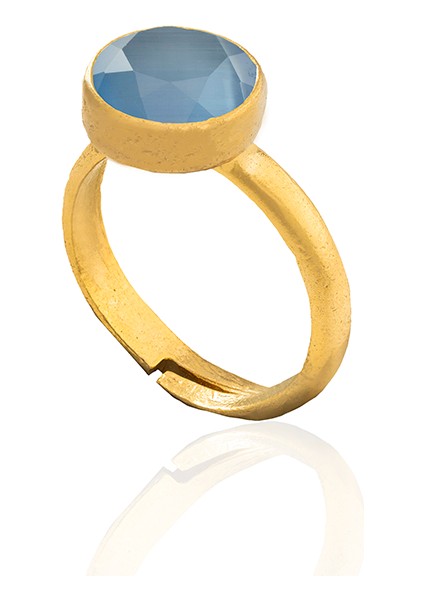 22 Ayar Altın Kaplama Zirkon Taşlı Kadın Minimal Yüzük