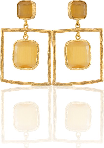 22 Ayar Altın Kaplama Kadın Sallantılı Küpe -El Işçiliği ve Hipoalerjenik Küpe