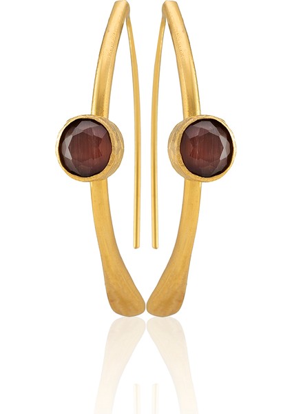 22 Ayar Altın Kaplama Kadın Taşlı Küpe -El Işçiliği ve Hipoalerjenik Küpe