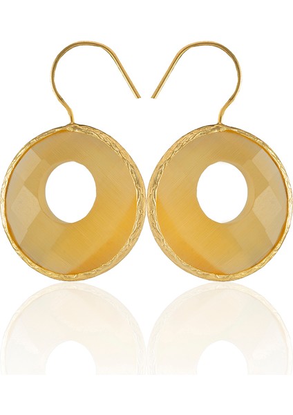 22 Ayar Altın Kaplama Kadın Taşlı Küpe -El Işçiliği ve Hipoalerjenik Küpe