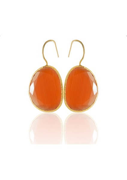 22 Ayar Altın Kaplama Fosil Taşlı Küpe -El Işçiliği ve Hipoalerjenik Küpe