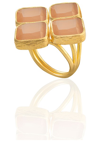 22 Ayar Altın Kaplama Kadın Zirkon Taşlı Yüzük