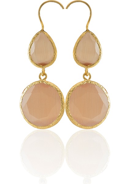 22 Ayar Altın Kaplama Kadın Taşlı Küpe -El Işçiliği ve Hipoalerjenik Küpe