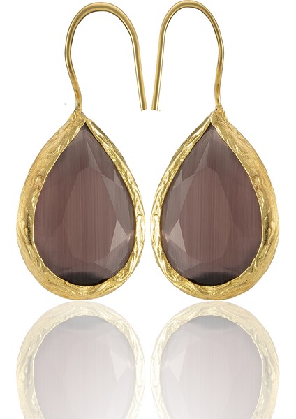 22 Ayar Altın Kaplama Damla Taşlı Küpe -El Işçiliği ve Hipoalerjenik Küpe