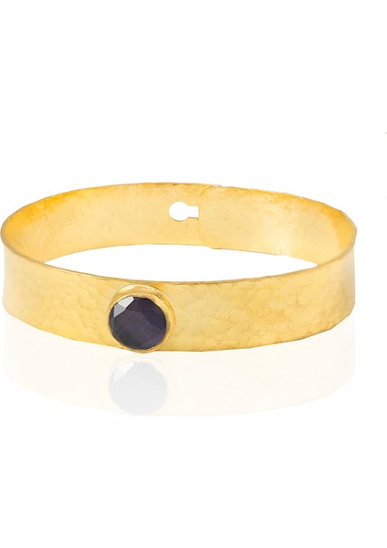 22 Ayar Altın Kaplama El Işçiliği Zirkon Taşlı Kadın Kelepçe Bilezik