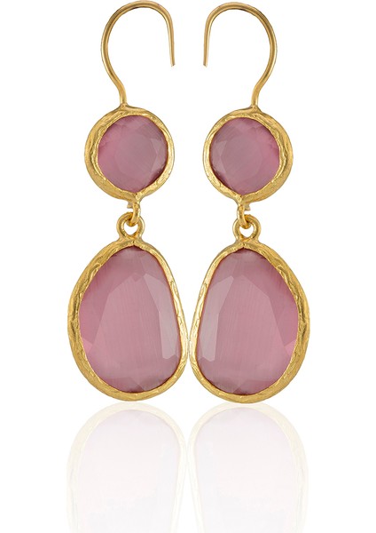 22 Ayar Altın Kaplama Kadın Taşlı Küpe -El Işçiliği ve Hipoalerjenik Küpe