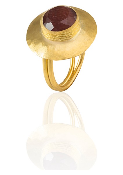 22 Ayar Altın Kaplama Zirkon Taşlı Kadın Vintage Yüzük