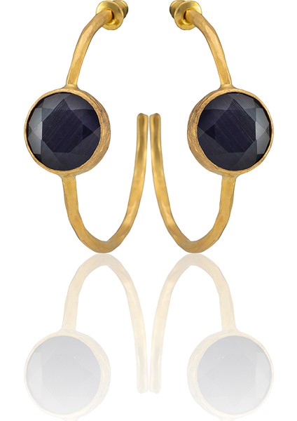 22 Ayar Altın Kaplama Kadın Taşlı Küpe -El Işçiliği ve Hipoalerjenik Küpe