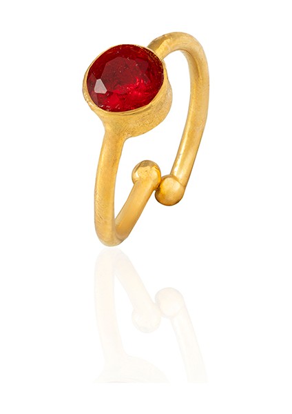 22 Ayar Altın Kaplama Zirkon Taşlı Ayarlanabilir Kadın Minimal Yüzük