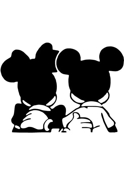 Autosticker^#arkası Dönük Mickey Minnie Sticker (Oto-Motor-Laptop-Duvar-Dekor) 10 x 7 cm