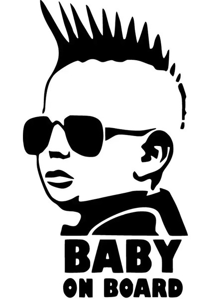 Autosticker^#baby On Board Punk Sticker Duvar Dekor Sticker 40 x 72 cm