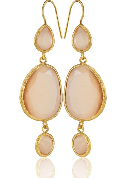 22 Ayar Altına Kaplama Kadın Sallantılı Küpe -El Işçiliği ve Hipoalerjenik Küpe