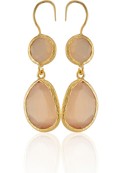 22 Ayar Altın Kaplama Kadın Taşlı Küpe -El Işçiliği ve Hipoalerjenik Küpe